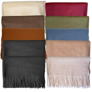 10pk: ull/cashmere skjerf med frynser