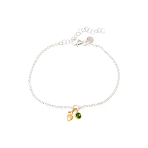 Ask Blomst armbånd med forgylte anheng