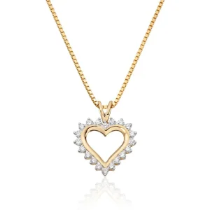 Hjerte gull anheng med diamanter 0,26ct Wsi
