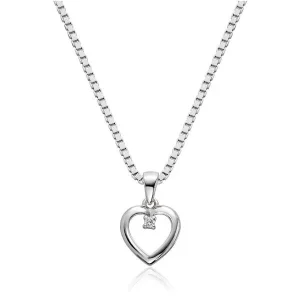 Hvitt gull hjerte anheng med diamant