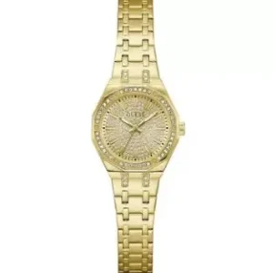 Klokke Guess fg.stål m/stener rundt bezel og i hele skiven