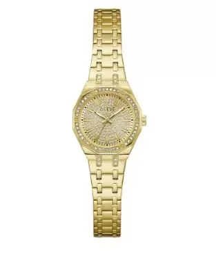 Klokke Guess fg.stål m/stener rundt bezel og i hele skiven