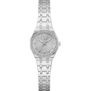 Klokke Guess stål m/stener rundt bezel og i hele skiven