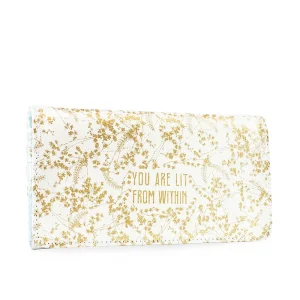 Lommebok – White foiled flower