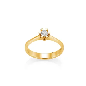 Märtha – Gull enstens ring med diamant 0,20 ct Wsi