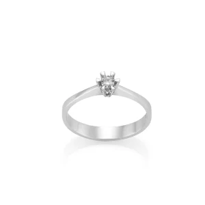 Märtha – Hvitt gull enstens ring med diamant 0,10 ct Wsi