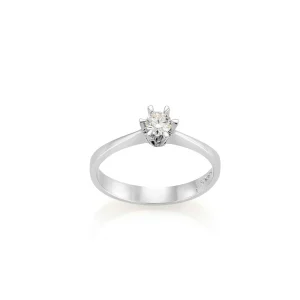 Märtha – Hvitt gull enstens ring med diamant 0,20 ct Wsi