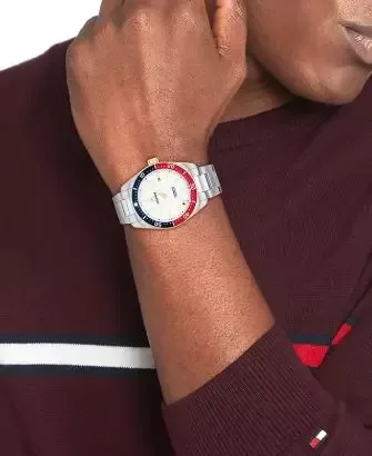 Tommy Hilfiger 40mm bic.stål lys skive logo-bezel herre 5 BAR automatic urverk - Bilde 2
